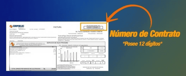 El NIC o número de contrato se ubica en la parte superior derecha de la factura. Foto: Corpoelec Informa/X