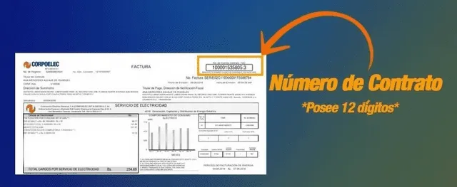 El número de contrato posee 12 dígitos. Foto: Corpoelec/X