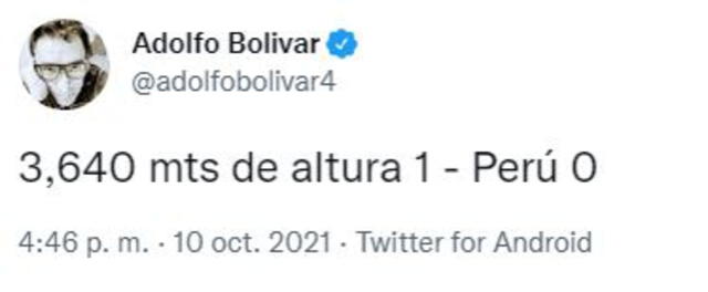 Adolfo Bolivar se pronunció tras la derrota de Perú en Eliminatorias.