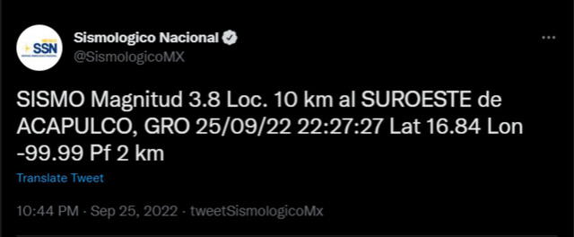 ¿De cuánto fue el último sismo en México para este domingo 25 de septiembre?