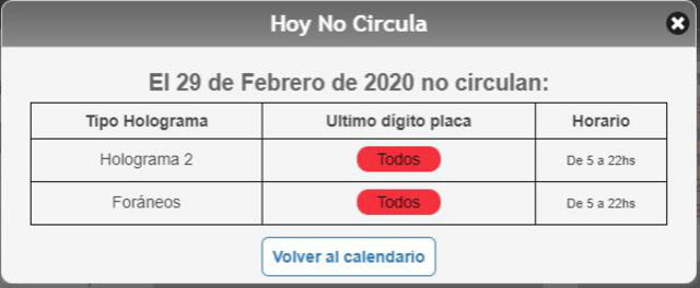 No circula sabatino 29 de febrero.