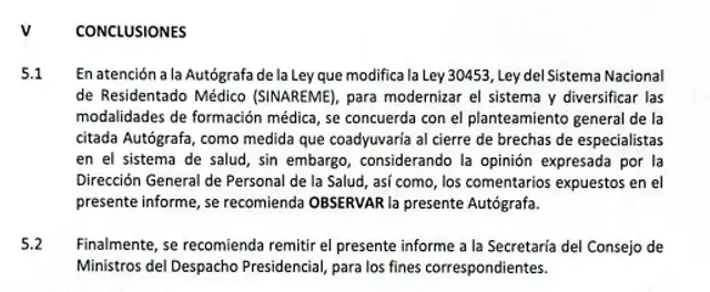 Ministerio de Salud recomienda observar autógrafa de ley que modifica Sistema Nacional de Residentado Médico Ministerio de Salud recomienda observar autógrafa de ley que modifica Sistema Nacional de Residentado Médico