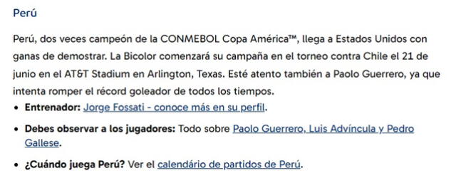 Conmebol sobre Perú en la Copa América 2024. Foto: captura de Conmebol   