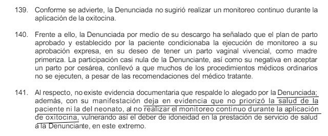 Susalud señala en su resolución que Clínica Montesur "no priorizó la salud de la paciente ni del neonato al no realizar el monitoreo continuo durante la aplicación de oxitocina". Foto: Susalud   