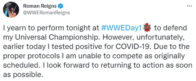 Tuit de Roman Reigns. Foto: captura Tuit de Roman Reigns. Foto: captura