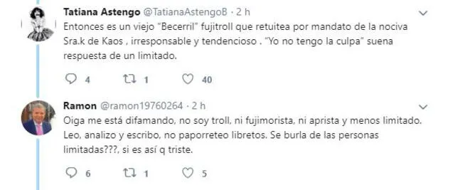 Pelea en Twitter de Tatiana Astengo.