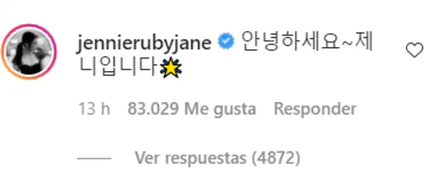 Respuesta de Jennie de BLACKPINK. Foto: Instagram