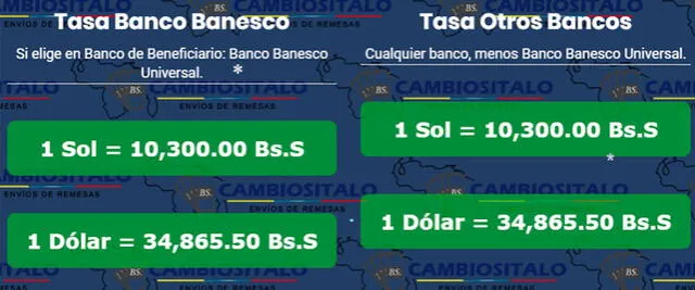 La cotización del precio del dólar según la página de Cambios Ítalo. Foto: captura