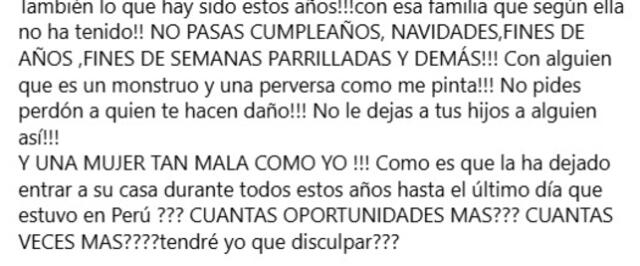 Mensaje de Milena. Foto: instagram Mensaje de Milena. Foto: instagram