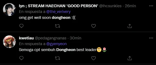 Comentarios de fans sobre Dongheon. Foto: captura Twitter Comentarios de fans sobre Dongheon. Foto: captura Twitter