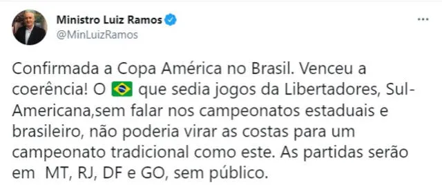 Luiz Ramos confirmó la noticia en sus redes. Foto: captura de pantalla/Twitter