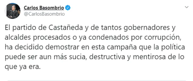 Tweet de Carlos Basombrio