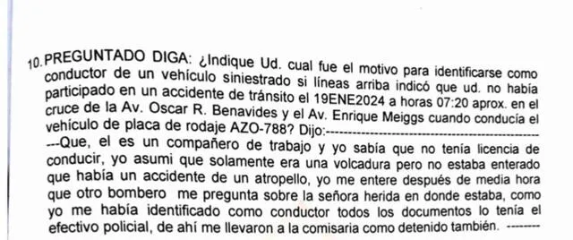 Declaración de Luis Santi Poma. Foto: PNP   