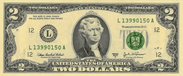 El billete de 2 dólares puede vale más de US$150.000. Foto: eBay   