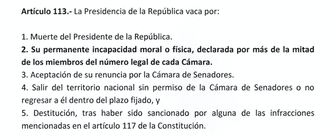 Razones para vacar al presidente. Captura: Proyecto de Ley de Reforma Constitucional 6132/2020-CR.