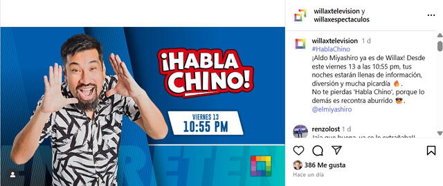 Aldo Miyashiro regresa en '¡Habla chino!'. Foto: IG   