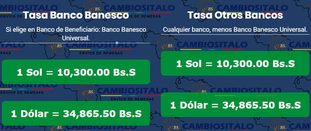 La cotización del precio del dólar, según la página de Cambios Ítalo. Foto: captura