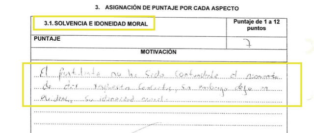 La calificación de “solvencia moral” que hace José Luna Morales (Podemos Perú) del candidato Carlos Hakkanson. Captura: Wilber Huacasi