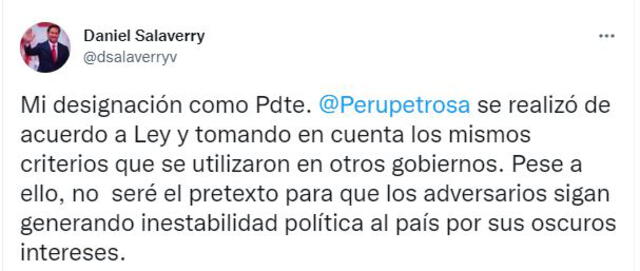 Daniel Salaverry renunció a la presidencia del directorio de Perupetro. Foto: Difusión
