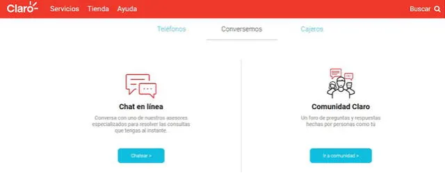 Para recibir guía se debe dar clic en la opción 'Chat en línea'. (Foto: Captura)