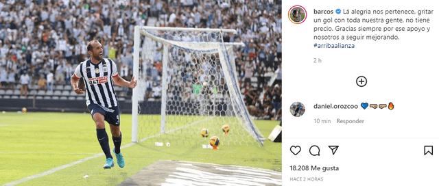 Barcos fue el goleador de Alianza Lima la temporada pasada. Foto: captura Hernán Barcos instagram