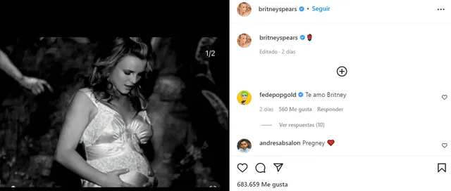 Britney Spears sorprende a sus seguidores con actualizaciones de su embarazo. Foto: Instagram