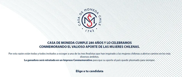  Así luce la plataforma 'Mujeres Valiosas' de la Casa de Moneda de Chile. Foto: captura   