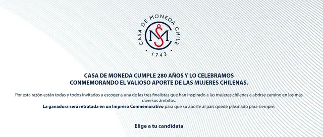  Así luce la plataforma 'Mujeres Valiosas' de la Casa de Moneda de Chile. Foto: captura   
