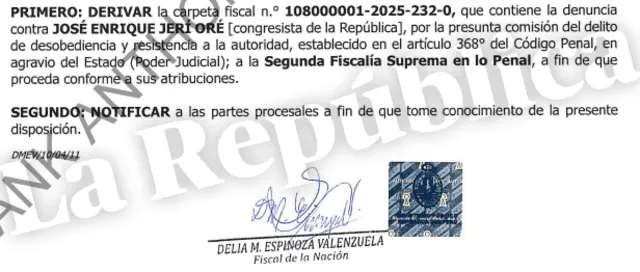 Disposición fiscal sobre el caso José Jerí. Disposición fiscal sobre el caso José Jerí.