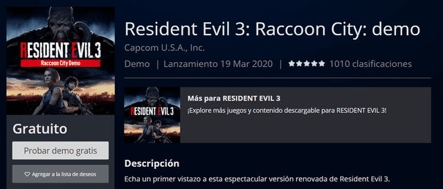 Resident Evil 3 demo