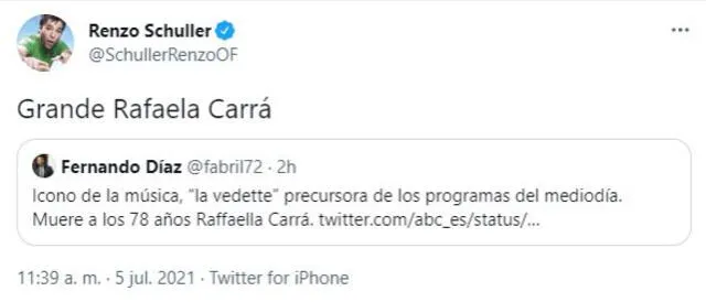 Renzo Schuller recuerda con emoción a Raffaella Carrà