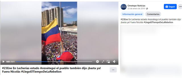  Video está asociado con una marcha antigubernamental y fue publicado en 2019. Foto: captura en Facebook / Ometepe Noticias.    