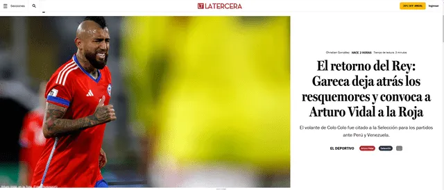 Arturo Vidal regresa a Chile después de un año. Foto: captura de La Tercera. Arturo Vidal regresa a Chile después de un año. Foto: captura de La Tercera.