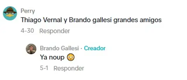 Brando Gallesi y Thiago Vernal dejaron de ser grandes amigos. Foto: TikTok