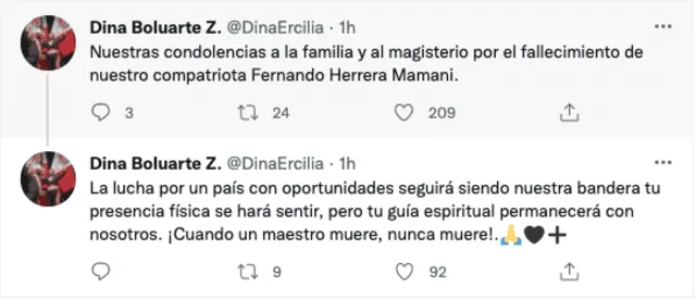 Twitter de Dina Boluarte