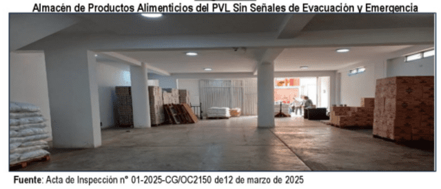 Falta de señalización en el almacén. Foto: Contraloría    Falta de señalización en el almacén. Foto: Contraloría