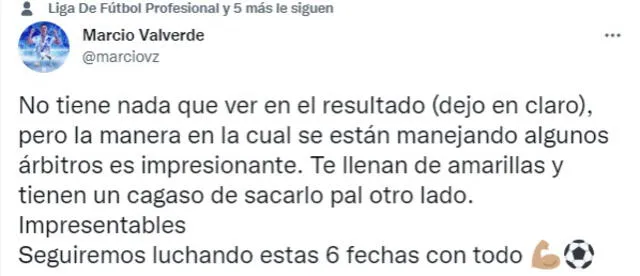 Pronunciamiento de Marcio Valverde. Foto: Twitter