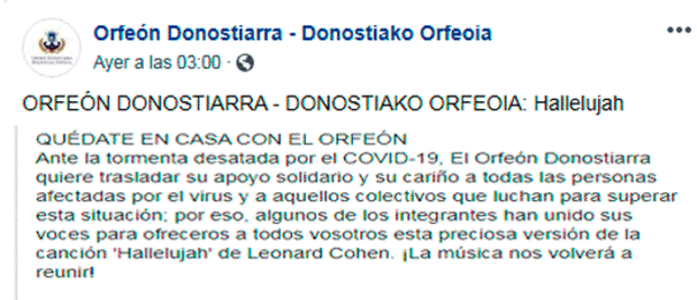 Facebook: Orfeón Donostiarra