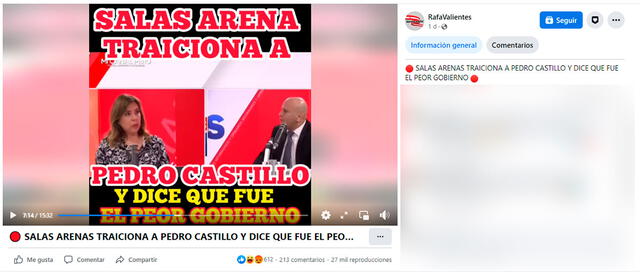  Post afirma que Alejandro Salas dijo en entrevista que Gobierno de Pedro Castillo “fue el peor”. Foto: captura de Facebook&nbsp;   