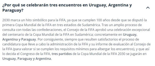 Respuesta de la FIFA sobre las sedes del Mundial 2030. Foto: captura de FIFA.com   