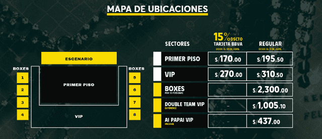  Mapa de ubicaciones y precios de entradas para concierto de Anitta en Lima, Perú. Foto: Ticketmaster   