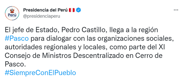 Pedro Castillo - Consejo de Ministros Descentralizado
