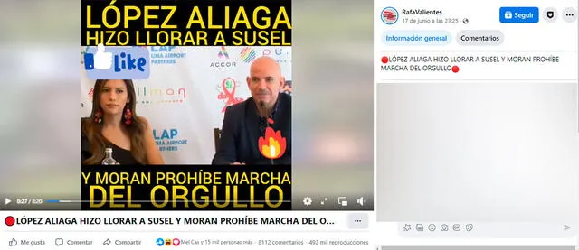  Publicación asegura falsamente que Ricardo Morán ha prohibido la Marcha del Orgullo. Foto: captura en Facebook<br><br>    