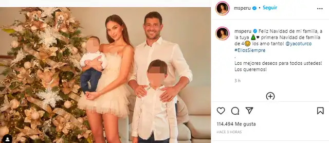 Natalie Vértiz emocionada de celebrar Navidad por primera vez junto a su segundo hijo. Foto: Natalie Vértiz/Instagram.