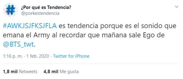 Army llega otra vez a ser tendencia en Twitter.