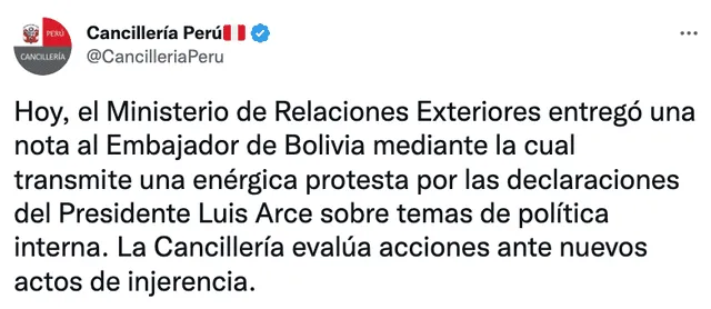 El Ministerio de Relaciones Exteriores entregó una nota al embajador de Bolivia sobre las recientes declaraciones del presidente Luis Arce. Foto: composición Fabrizio Oviedo/La República