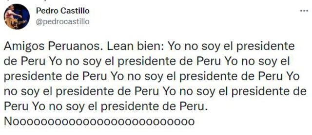Pedro Castillo pidió que dejen de confundirlo con el presidente del Perú.