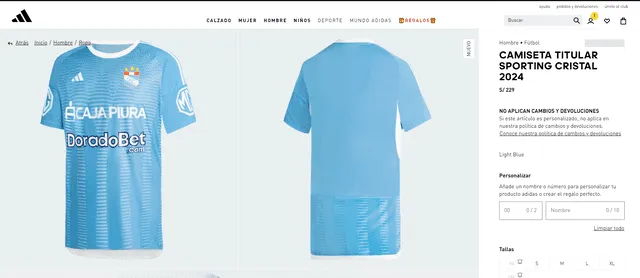 Camiseta de Sporting Cristal. Foto: captura de Adidas   