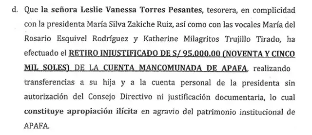 Denuncia penal presentada ante el Ministerio Público.   