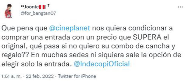 BTS: fans reclaman por los precios de entradas en Cineplanet. Foto: captura